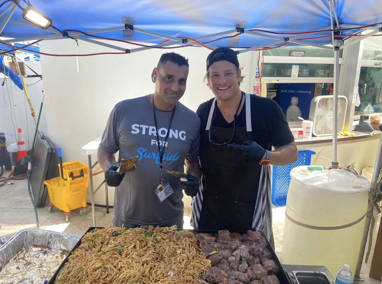 Chef Paul Aceto cooking for responders at the Strong for Surfside relief kitchen